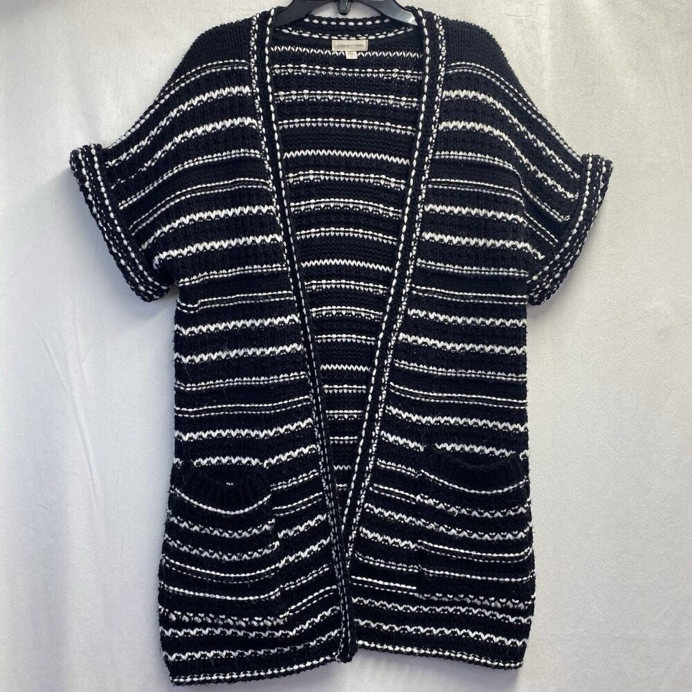 Silence+Noise Knit Short Cuffed Sleeve Open Front Cardigan Sweater Women Small